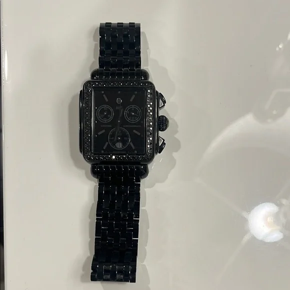 Michele Black noir deco with diamonds watch - Picture 4 of 6